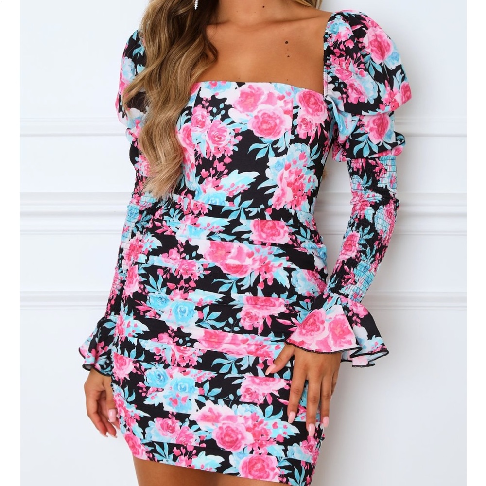 Mini Dress Black Floral